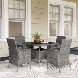 OUTSUNNY 4 Seater Rattan Garden Furniture Set with Cushion in Grey