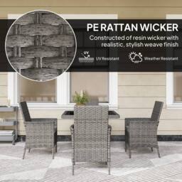 OUTSUNNY 4 Seater Rattan Garden Furniture Set with Cushion in Grey - thumbnail 5