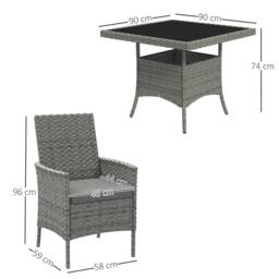 OUTSUNNY 4 Seater Rattan Garden Furniture Set with Cushion in Grey - thumbnail 3