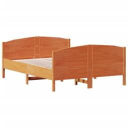 Berkfield Home Beautiful Bed Frame without Mattress Wax Brown 135x190 cm Double - thumbnail 1