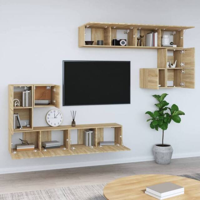 Berkfield Home Classic Wall-mounted TV Cabinet Sonoma Oak Engineered Wood in Brown - image 1