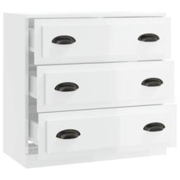 Berkfield Home Sideboard High Gloss White 70x35.5x67.5 cm Engineered Wood - thumbnail 3