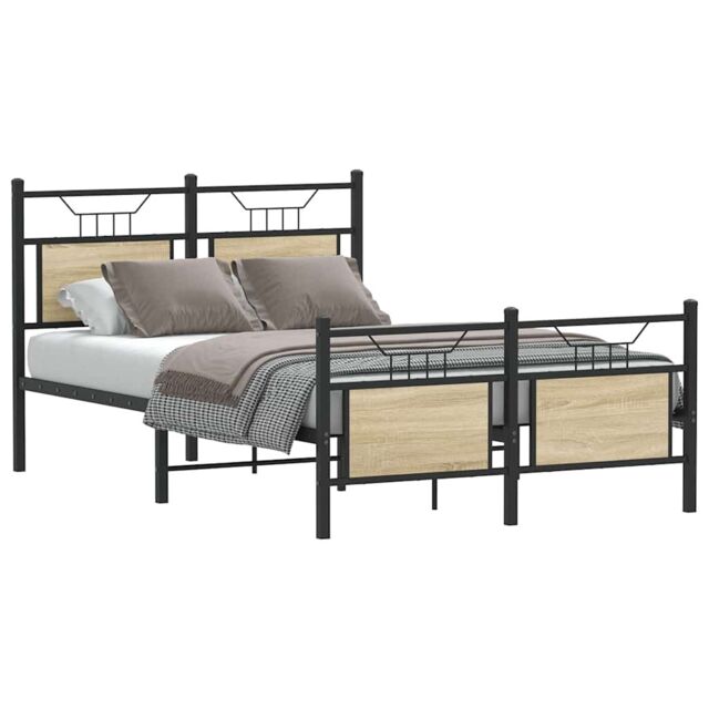 Berkfield Home Bed Frame without Mattress Sonoma Oak 120x190 cm Small Double Engineered Wood in Brown - image 1