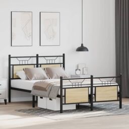 Berkfield Home Bed Frame without Mattress Sonoma Oak 120x190 cm Small Double Engineered Wood in Brown - thumbnail 5