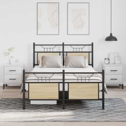 Berkfield Home Bed Frame without Mattress Sonoma Oak 120x190 cm Small Double Engineered Wood in Brown - thumbnail 4