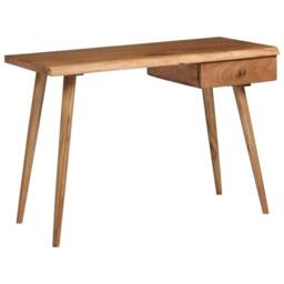 Berkfield Home Writing Table Solid Acacia Wood 110x50x76 cm in Brown - Size: 110 x 50 x 76 cm - thumbnail 3