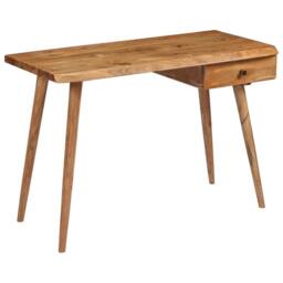 Berkfield Home Writing Table Solid Acacia Wood 110x50x76 cm in Brown - Size: 110 x 50 x 76 cm - thumbnail 2