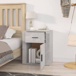 Berkfield Home Classic Bedside Cabinet Concrete Grey 50x36x60 cm Engineered Wood - Size: 50 x 36 x 60 cm - thumbnail 1