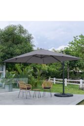 Living and Home Large Square Canopy Rotating Outdoor Cantilever Parasol with Fillable Base in Dark Grey - thumbnail 3