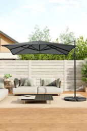 Living and Home Large Square Canopy Rotating Outdoor Cantilever Parasol with Fillable Base in Dark Grey - thumbnail 2
