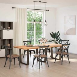 Berkfield Home Dining Table Legs V-Shape 3 pcs Natural Steel 80x(72-73.3) cm Steel in Brown - thumbnail 2