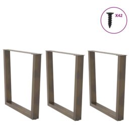 Berkfield Home Dining Table Legs V-Shape 3 pcs Natural Steel 80x(72-73.3) cm Steel in Brown - thumbnail 3