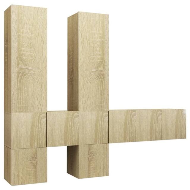 Berkfield Home 7 Piece TV Cabinet Set Sonoma Oak Engineered Wood in Light Tan - image 1