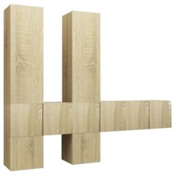 Berkfield Home 7 Piece TV Cabinet Set Sonoma Oak Engineered Wood in Light Tan - thumbnail 1