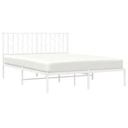 Berkfield Home Metal Bed Frame without Mattress with Headboard White 140x190cm - Size: 140x190 cm - thumbnail 3