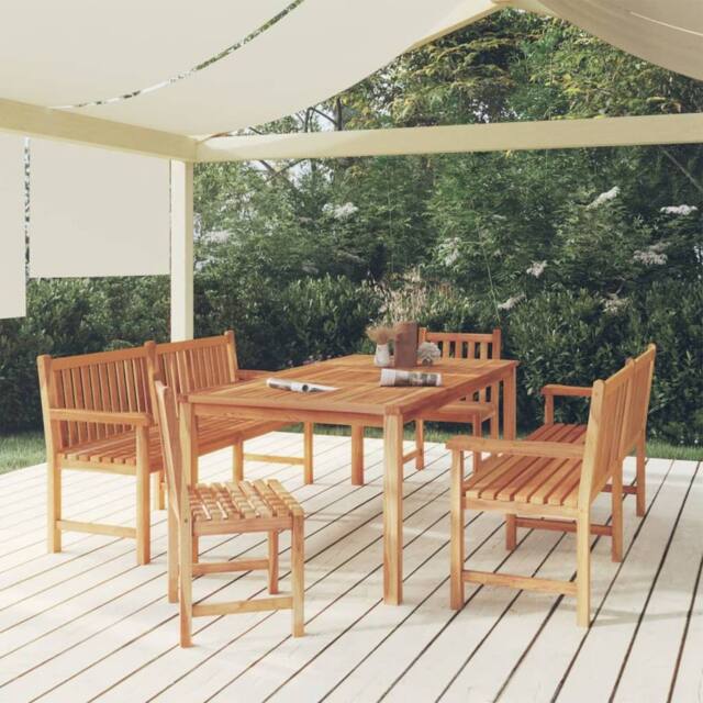 Berkfield Home 5 Piece Garden Dining Set Solid Wood Teak in Brown - image 1