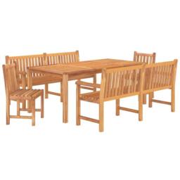 Berkfield Home 5 Piece Garden Dining Set Solid Wood Teak in Brown - thumbnail 3