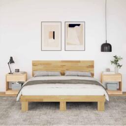 Berkfield Home Beautiful Bed Frame with Headboard without Mattress 160x200 cm So in Light Tan - thumbnail 4