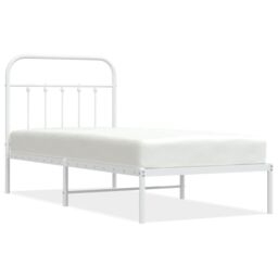 Berkfield Home Metal Bed Frame with Headboard White 90x190 cm Single - thumbnail 2