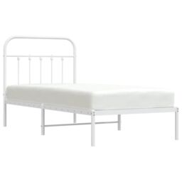 Berkfield Home Metal Bed Frame with Headboard White 90x190 cm Single - thumbnail 3