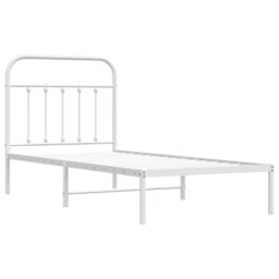 Berkfield Home Metal Bed Frame with Headboard White 90x190 cm Single - thumbnail 5