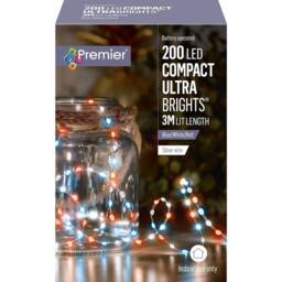 Premier Decorations Compact Ultrabright Battery Operated Red White Blue Mix 200 LEDs