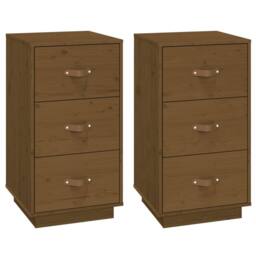 Berkfield Home Beautiful Bedside Cabinets 2 pcs Honey Brown 40x40x75 cm Solid Wo - Size: 40 x 40 x 75 cm - thumbnail 3