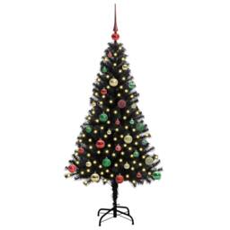 Berkfield Home Lush Christmas Tree with 150 LEDs with Stand Black 150 cm PVC