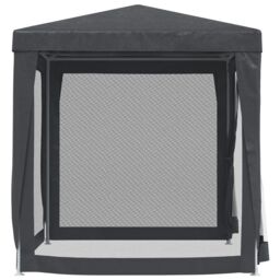 Berkfield Home Party Tent with 4 Mesh Sidewalls Anthracite 2x2 m HDPE in Black - thumbnail 4