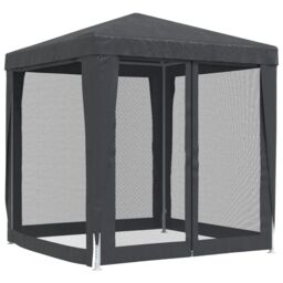 Berkfield Home Party Tent with 4 Mesh Sidewalls Anthracite 2x2 m HDPE in Black - thumbnail 5