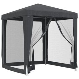 Berkfield Home Party Tent with 4 Mesh Sidewalls Anthracite 2x2 m HDPE in Black - thumbnail 2