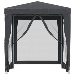 Berkfield Home Party Tent with 4 Mesh Sidewalls Anthracite 2x2 m HDPE in Black - thumbnail 3
