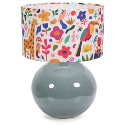 ValueLights Bosco Eucalyptus Teal Globe Ceramic Table Lamp with Jungle Lamp Shade - thumbnail 2
