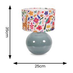 ValueLights Bosco Eucalyptus Teal Globe Ceramic Table Lamp with Jungle Lamp Shade - thumbnail 4