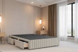 "Chester & Oakley Ravello Plush Divan 2 Drawers Right Side 12""Footboard 26""Headboard in Cream - Size: Small Single" - thumbnail 4