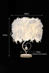 Living and Home Modern Feather Design Bedside Table Lamp in White - thumbnail 2