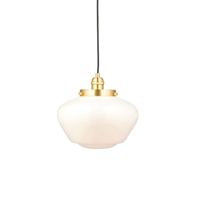 Loops Antique Brass Ceiling Pendant Light Opal Glass Shade Hanging Lighting Fixture in Clear - image 1