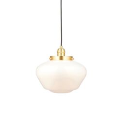 Loops Antique Brass Ceiling Pendant Light Opal Glass Shade Hanging Lighting Fixture in Clear - thumbnail 1