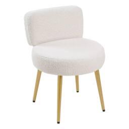 FORGEVIO Dressing Table Vanity Stool, Bedroom Makeup Chair with Backrest in White - thumbnail 3