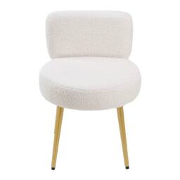 FORGEVIO Dressing Table Vanity Stool, Bedroom Makeup Chair with Backrest in White - thumbnail 1