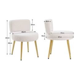 FORGEVIO Dressing Table Vanity Stool, Bedroom Makeup Chair with Backrest in White - thumbnail 2