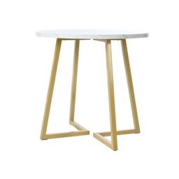 BTM Round marble coffee table with metal frame & stand for living room in White - thumbnail 5