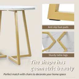 BTM Round marble coffee table with metal frame & stand for living room in White - thumbnail 9