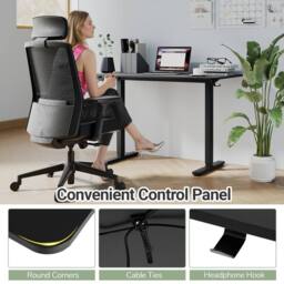 Costway Ergonomic Stand Up Desk 120x60CM Electric Standing Computer Desk in Black - Size: 120x60 cm - thumbnail 9