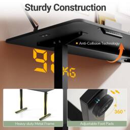 Costway Ergonomic Stand Up Desk 120x60CM Electric Standing Computer Desk in Black - Size: 120x60 cm - thumbnail 4