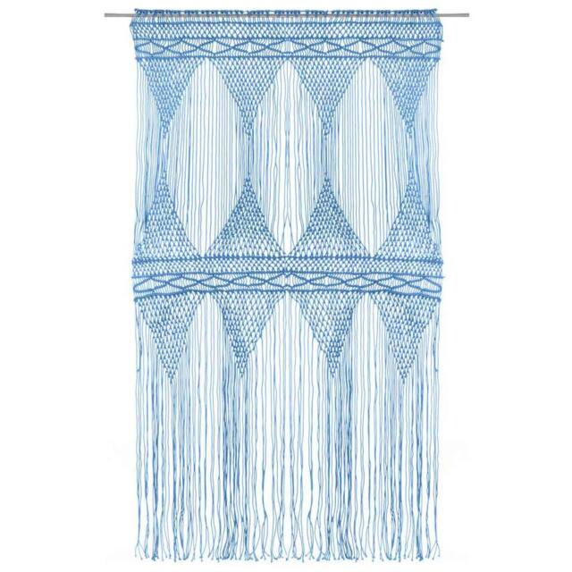 Berkfield Home Macrame Curtain Blue 140x240 cm Cotton - image 1