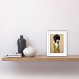 "Artery8 Wall Art Print The Goddess in Gold Black Klimt Style Robe Artwork Framed 9X7 Inch in White - Size: W7"" x H9""" - thumbnail 2