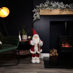 Samuel Alexander 60cm Battery Operated Red Standing Light up Santa Claus with Brown Woven Sack - thumbnail 3