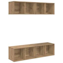 Berkfield Home Wall TV Cabinet with Shelf Wall-mounted with Storage 4 pcs Artisa in Brown - thumbnail 1
