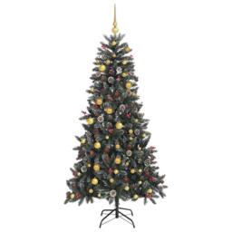 Berkfield Home Modern Artificial Christmas Tree with Stand Green 114 x 114 x 210 cm - thumbnail 4